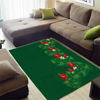 Hawaiian Taro Leaves-Hibiscus and Plumeria Area Rug Polynesian Art-Kakau Tattoo Green LT03 - Polynesian Pride