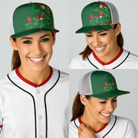 Hawaiian Taro Leaves-Hibiscus and Plumeria Baseball Net Cap Polynesian Art-Kakau Tattoo Green