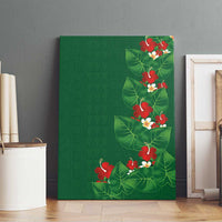 Hawaiian Taro Leaves-Hibiscus and Plumeria Canvas Wall Art Polynesian Art-Kakau Tattoo Green