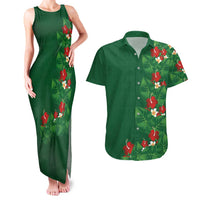 Hawaiian Taro Leaves-Hibiscus and Plumeria Couples Matching Tank Maxi Dress and Hawaiian Shirt Polynesian Art-Kakau Tattoo Green LT03 Green - Polynesian Pride