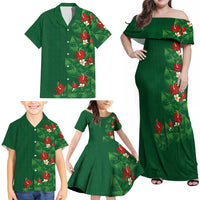 Hawaiian Taro Leaves-Hibiscus and Plumeria Family Matching Off Shoulder Maxi Dress and Hawaiian Shirt Polynesian Art-Kakau Tattoo Green LT03 - Polynesian Pride