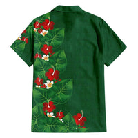 Hawaiian Taro Leaves-Hibiscus and Plumeria Family Matching Off Shoulder Maxi Dress and Hawaiian Shirt Polynesian Art-Kakau Tattoo Green LT03 - Polynesian Pride