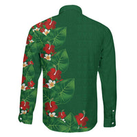 Hawaiian Taro Leaves-Hibiscus and Plumeria Family Matching Off Shoulder Maxi Dress and Hawaiian Shirt Polynesian Art-Kakau Tattoo Green LT03 - Polynesian Pride