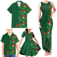 Hawaiian Taro Leaves-Hibiscus and Plumeria Family Matching Tank Maxi Dress and Hawaiian Shirt Polynesian Art-Kakau Tattoo Green LT03 - Polynesian Pride