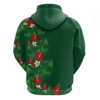 Hawaiian Taro Leaves-Hibiscus and Plumeria Hoodie Polynesian Art-Kakau Tattoo Green LT03 - Polynesian Pride