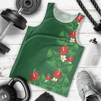 Hawaiian Taro Leaves-Hibiscus and Plumeria Men Tank Top Polynesian Art-Kakau Tattoo Green LT03 - Polynesian Pride