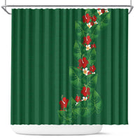 Hawaiian Taro Leaves-Hibiscus and Plumeria Shower Curtain Polynesian Art-Kakau Tattoo Green LT03 Green - Polynesian Pride