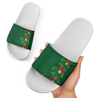 Hawaiian Taro Leaves-Hibiscus and Plumeria Slide Sandals Polynesian Art-Kakau Tattoo Green LT03 - Polynesian Pride
