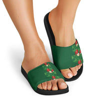Hawaiian Taro Leaves-Hibiscus and Plumeria Slide Sandals Polynesian Art-Kakau Tattoo Green LT03 - Polynesian Pride