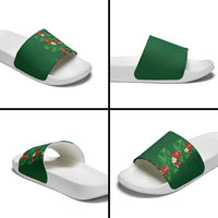 Hawaiian Taro Leaves-Hibiscus and Plumeria Slide Sandals Polynesian Art-Kakau Tattoo Green LT03 - Polynesian Pride