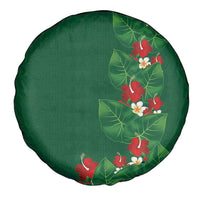 Hawaiian Taro Leaves-Hibiscus and Plumeria Spare Tire Cover Polynesian Art-Kakau Tattoo Green LT03 - Polynesian Pride