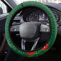 Hawaiian Taro Leaves-Hibiscus and Plumeria Steering Wheel Cover Polynesian Art-Kakau Tattoo Green LT03 - Polynesian Pride