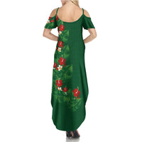 Hawaiian Taro Leaves-Hibiscus and Plumeria Summer Maxi Dress Polynesian Art-Kakau Tattoo Green LT03 - Polynesian Pride