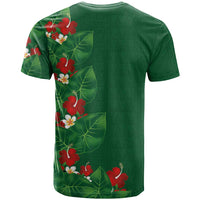 Hawaiian Taro Leaves-Hibiscus and Plumeria T Shirt Polynesian Art-Kakau Tattoo Green LT03 - Polynesian Pride