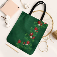 Hawaiian Taro Leaves-Hibiscus and Plumeria Tote Bag Polynesian Art-Kakau Tattoo Green LT03 Black Strap One Size Green - Polynesian Pride