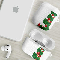 Hawaiian Taro Leaves-Hibiscus and Plumeria AirPods Case Polynesian Art-Kakau Tattoo White