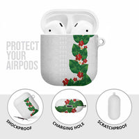 Hawaiian Taro Leaves-Hibiscus and Plumeria AirPods Case Polynesian Art-Kakau Tattoo White