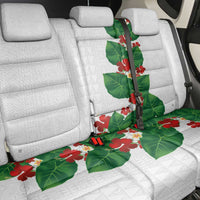 Hawaiian Taro Leaves-Hibiscus and Plumeria Back Car Seat Cover Polynesian Art-Kakau Tattoo White LT03 - Polynesian Pride