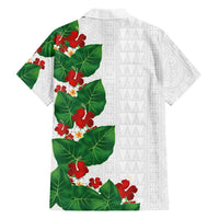 Hawaiian Taro Leaves-Hibiscus and Plumeria Family Matching Mermaid Dress and Hawaiian Shirt Polynesian Art-Kakau Tattoo White LT03 - Polynesian Pride