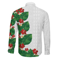Hawaiian Taro Leaves-Hibiscus and Plumeria Family Matching Mermaid Dress and Hawaiian Shirt Polynesian Art-Kakau Tattoo White LT03 - Polynesian Pride