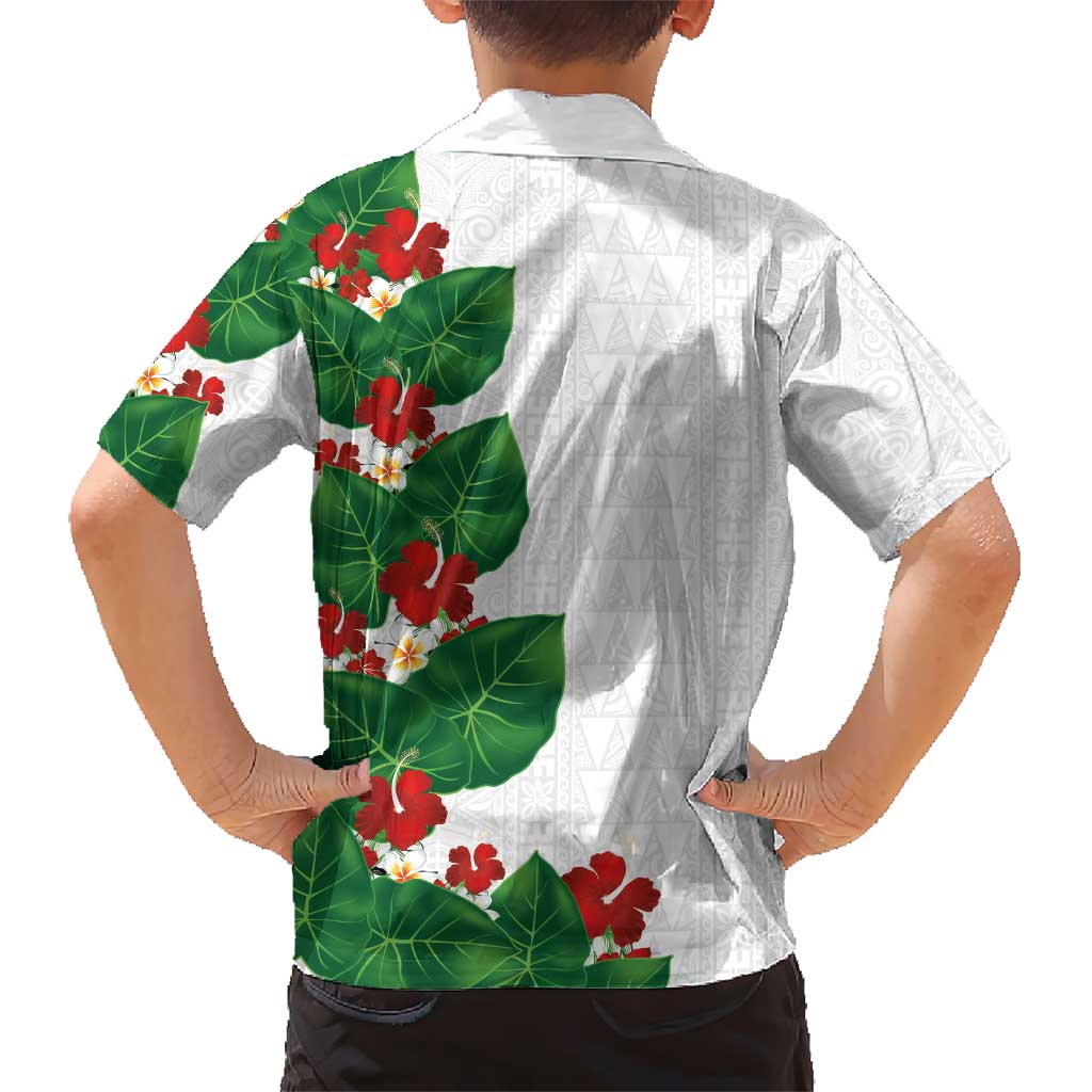 Hawaiian Taro Leaves-Hibiscus and Plumeria Hawaiian Shirt Polynesian Art-Kakau Tattoo White LT03 - Polynesian Pride