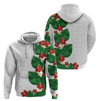 Hawaiian Taro Leaves-Hibiscus and Plumeria Hoodie Polynesian Art-Kakau Tattoo White LT03 - Polynesian Pride