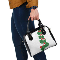 Hawaiian Taro Leaves-Hibiscus and Plumeria Shoulder Handbag Polynesian Art-Kakau Tattoo White