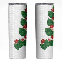 Hawaiian Taro Leaves-Hibiscus and Plumeria Skinny Tumbler Polynesian Art-Kakau Tattoo White LT03 White - Polynesian Pride