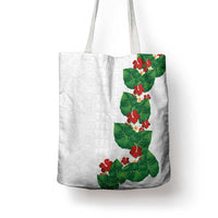 Hawaiian Taro Leaves-Hibiscus and Plumeria Tote Bag Polynesian Art-Kakau Tattoo White