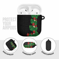 Hawaiian Taro Leaves-Hibiscus and Plumeria AirPods Case Polynesian Art-Kakau Tattoo Black