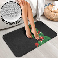 Hawaiian Taro Leaves-Hibiscus and Plumeria Bathroom Set Polynesian Art-Kakau Tattoo Black