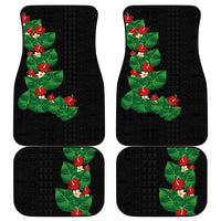 Hawaiian Taro Leaves-Hibiscus and Plumeria Car Mats Polynesian Art-Kakau Tattoo Black LT03 - Polynesian Pride