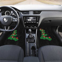 Hawaiian Taro Leaves-Hibiscus and Plumeria Car Mats Polynesian Art-Kakau Tattoo Black LT03 Set 2pcs - Front Black - Polynesian Pride