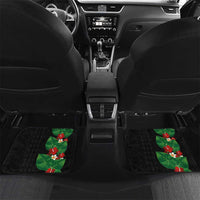 Hawaiian Taro Leaves-Hibiscus and Plumeria Car Mats Polynesian Art-Kakau Tattoo Black LT03 Set 2pcs - Back Black - Polynesian Pride