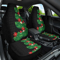 Hawaiian Taro Leaves-Hibiscus and Plumeria Car Seat Cover Polynesian Art-Kakau Tattoo Black LT03 One Size Black - Polynesian Pride