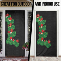 Hawaiian Taro Leaves-Hibiscus and Plumeria Door Cover Polynesian Art-Kakau Tattoo Black LT03 - Polynesian Pride