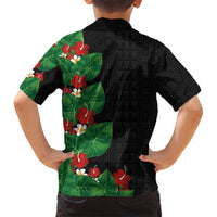 Hawaiian Taro Leaves-Hibiscus and Plumeria Family Matching Puletasi and Hawaiian Shirt Polynesian Art-Kakau Tattoo Black LT03 - Polynesian Pride