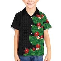 Hawaiian Taro Leaves-Hibiscus and Plumeria Family Matching Tank Maxi Dress and Hawaiian Shirt Polynesian Art-Kakau Tattoo Black LT03 Son's Shirt Black - Polynesian Pride