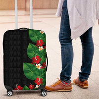 Hawaiian Taro Leaves-Hibiscus and Plumeria Luggage Cover Polynesian Art-Kakau Tattoo Black LT03 Black - Polynesian Pride