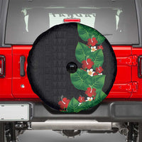 Hawaiian Taro Leaves-Hibiscus and Plumeria Spare Tire Cover Polynesian Art-Kakau Tattoo Black LT03 - Polynesian Pride