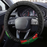 Hawaiian Taro Leaves-Hibiscus and Plumeria Steering Wheel Cover Polynesian Art-Kakau Tattoo Black LT03 - Polynesian Pride