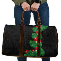 Hawaiian Taro Leaves-Hibiscus and Plumeria Travel Bag Polynesian Art-Kakau Tattoo Black LT03 Black - Polynesian Pride
