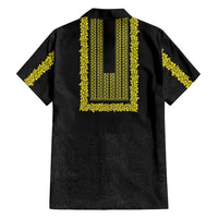 Philippines Polynesian Jasmine Pattern Family Matching Tank Maxi Dress and Hawaiian Shirt With Barong Tagalog Black Style