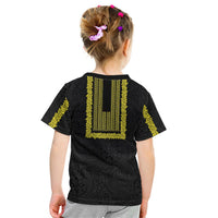 Philippines Polynesian Jasmine Pattern Kid T Shirt With Barong Tagalog Black Style