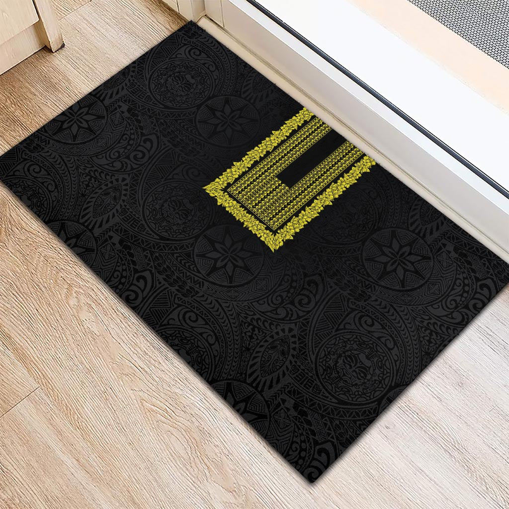 Philippines Polynesian Jasmine Pattern Rubber Doormat With Barong Tagalog Black Style