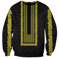 Philippines Polynesian Jasmine Pattern Sweatshirt With Barong Tagalog Black Style