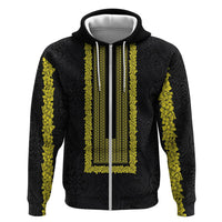 Philippines Polynesian Jasmine Pattern Zip Hoodie With Barong Tagalog Black Style LT03 Zip Hoodie Black - Polynesian Pride