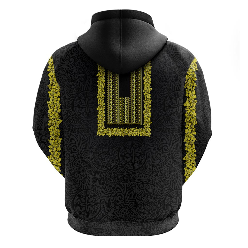 Philippines Polynesian Jasmine Pattern Zip Hoodie With Barong Tagalog Black Style LT03 - Polynesian Pride