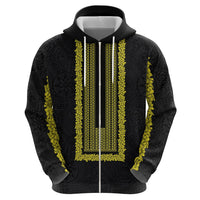 Philippines Polynesian Jasmine Pattern Zip Hoodie With Barong Tagalog Black Style LT03 - Polynesian Pride