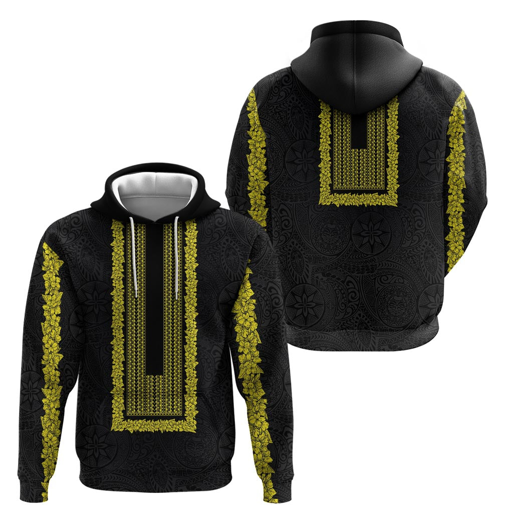 Philippines Polynesian Jasmine Pattern Zip Hoodie With Barong Tagalog Black Style LT03 - Polynesian Pride